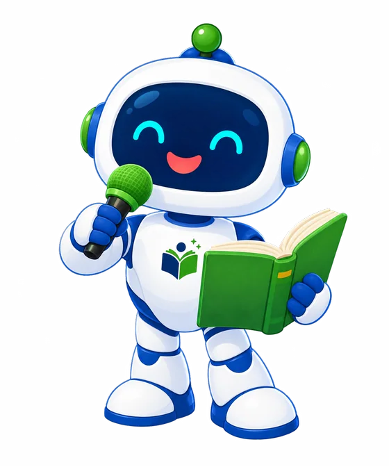 The READSmart mascot holds a microphone and an open book.