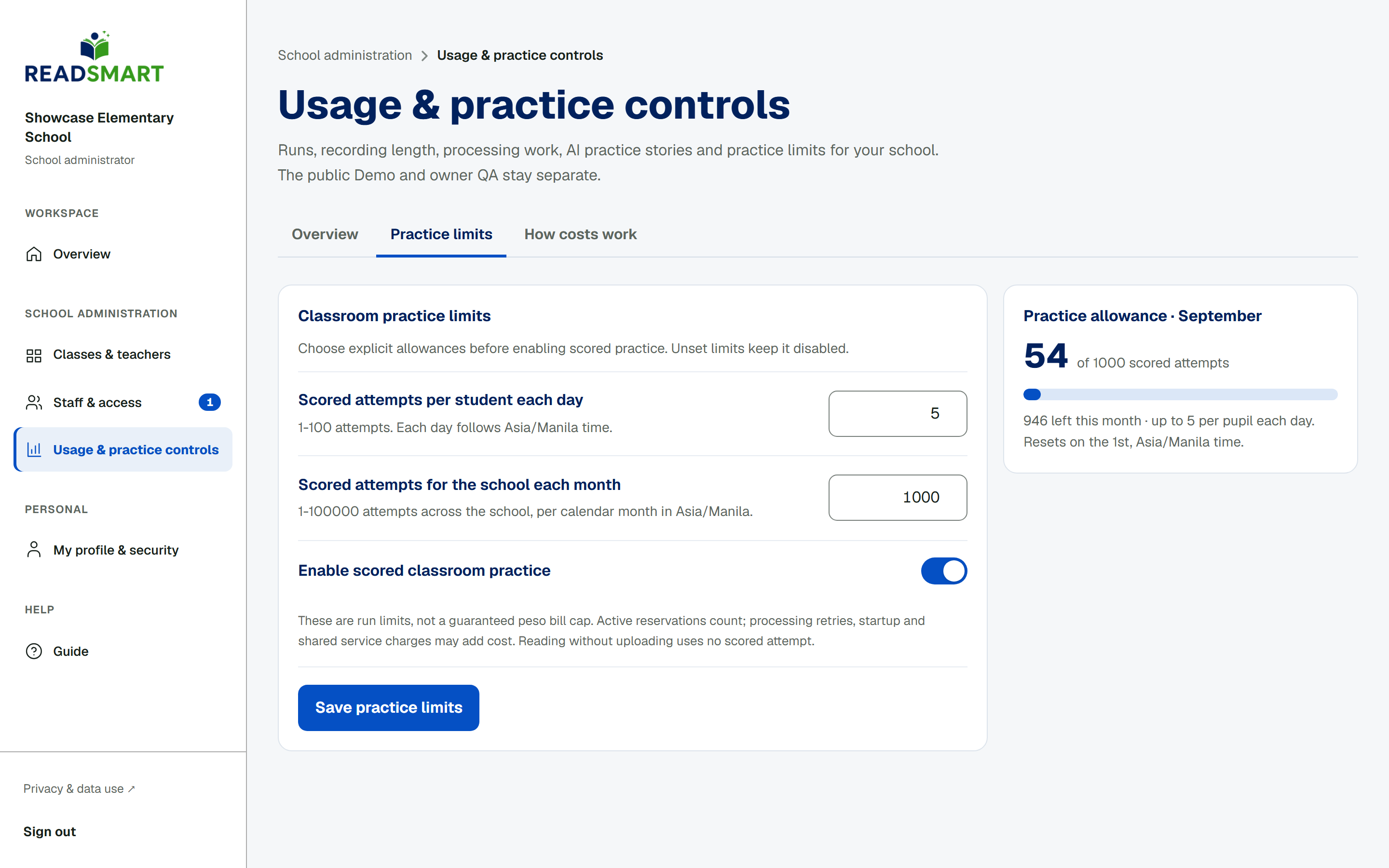 Practice limits