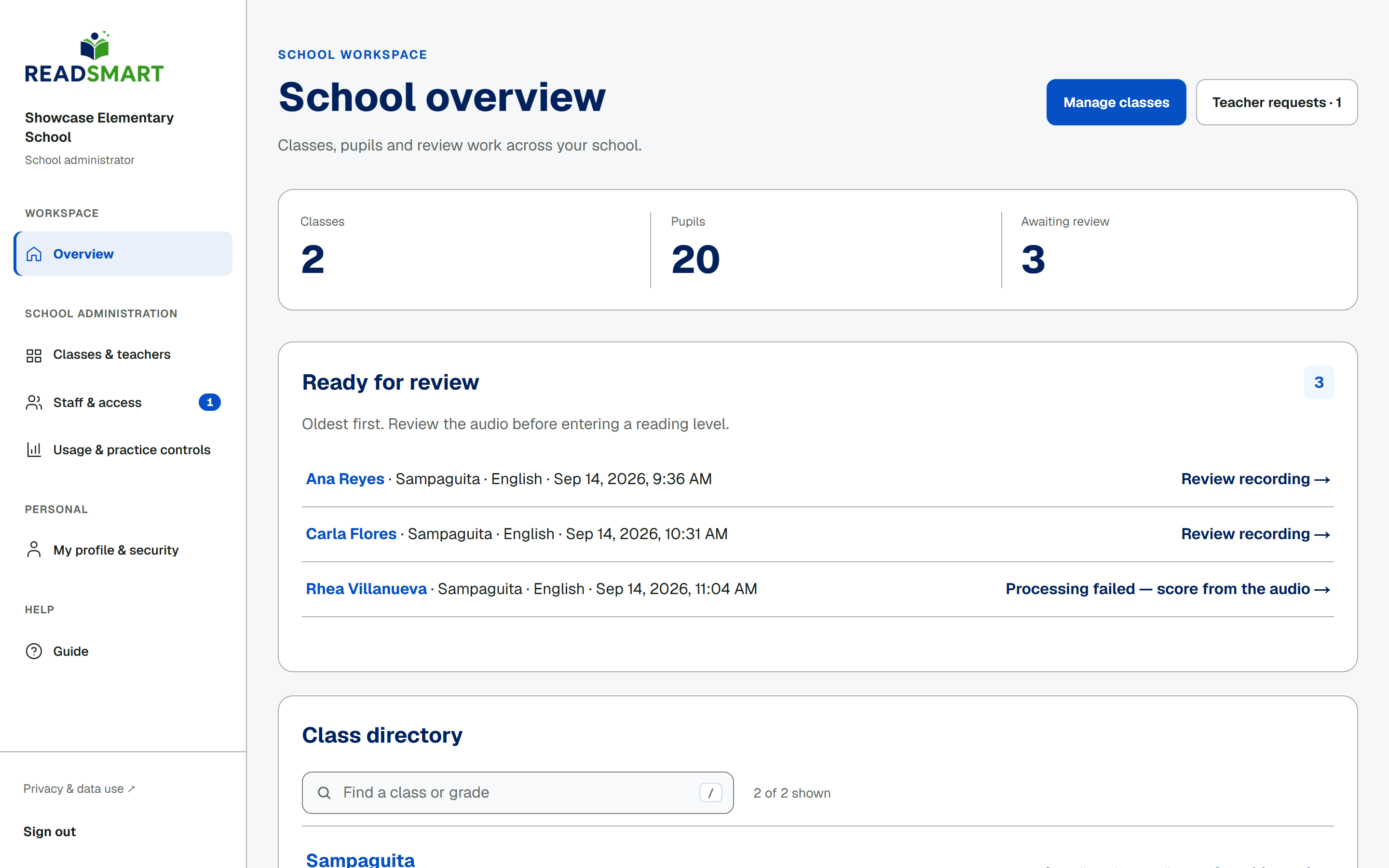 The school overview