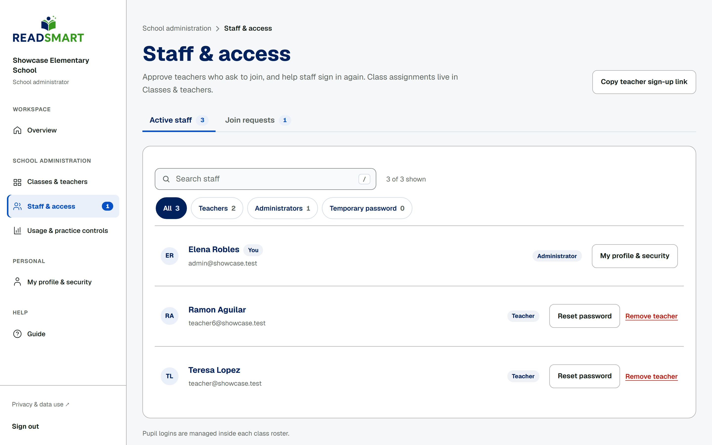 Staff accounts