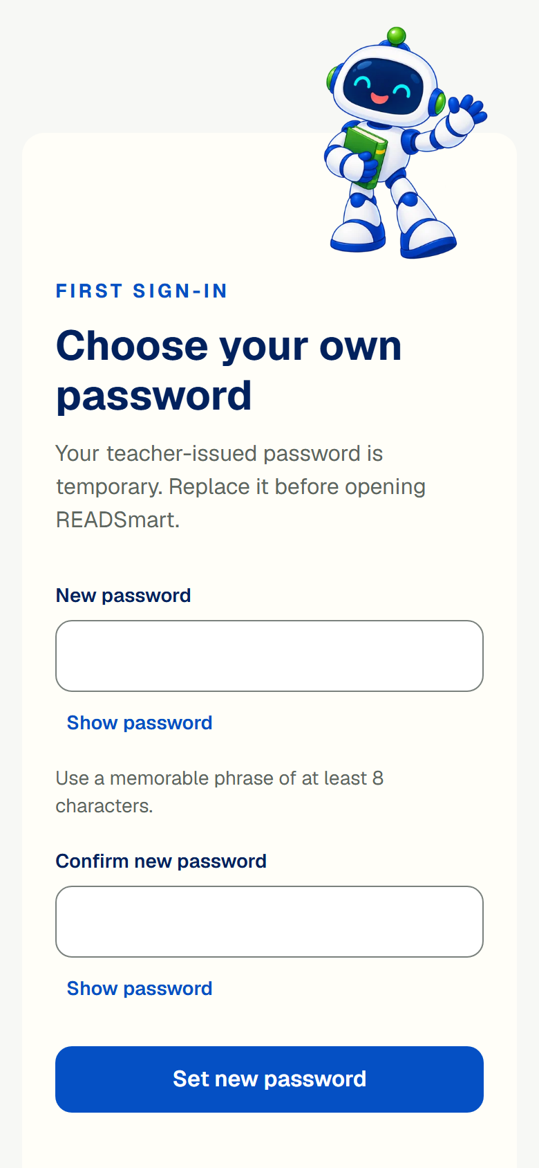 Choosing a new password