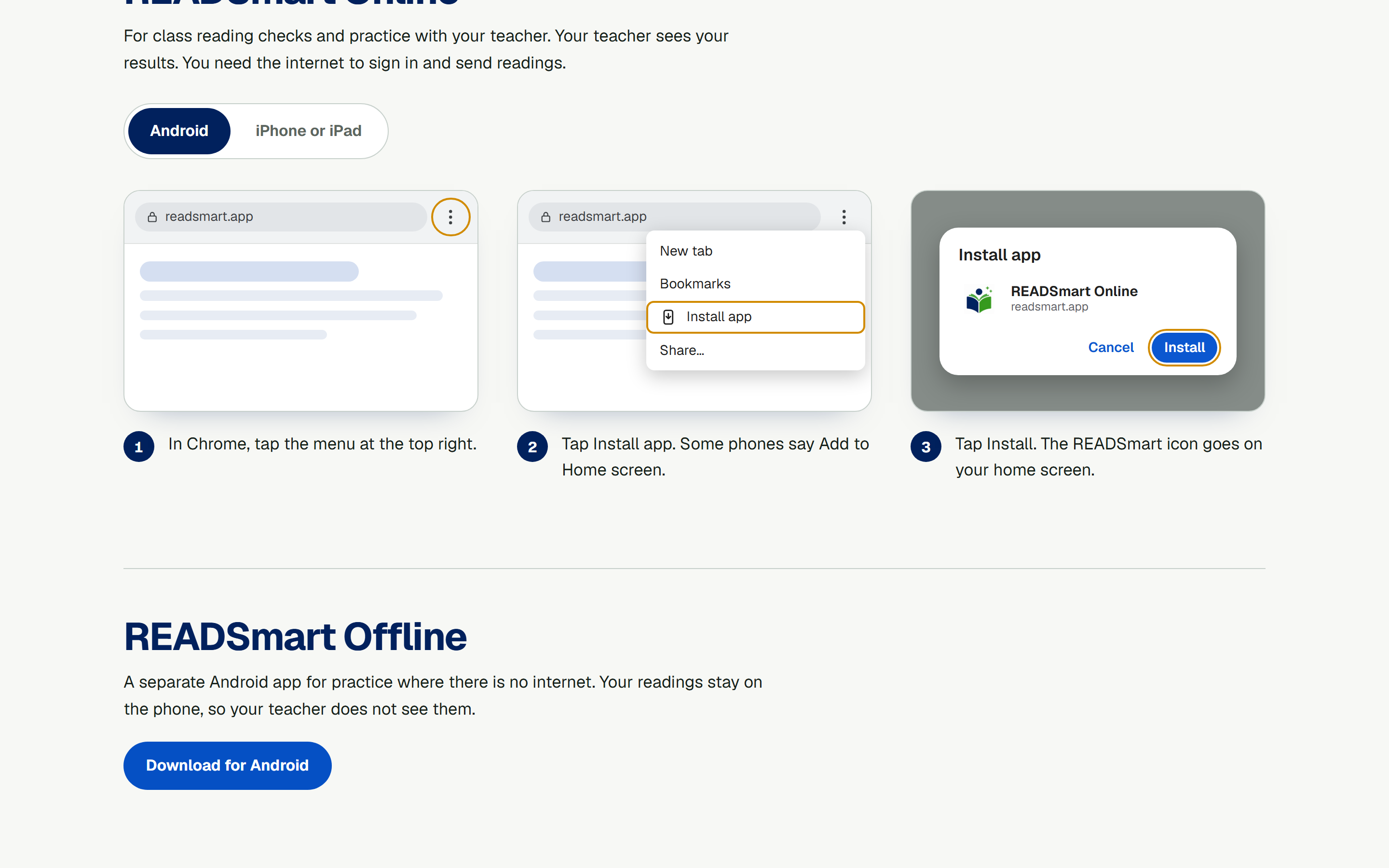 Adding READSmart Online to a phone