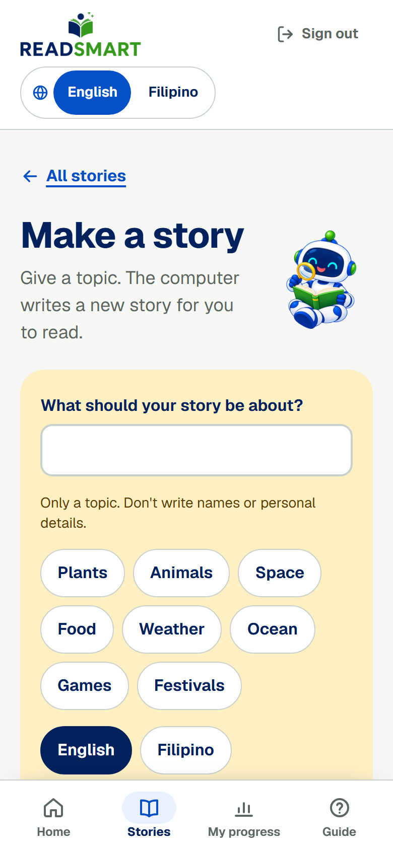 Asking for a new story