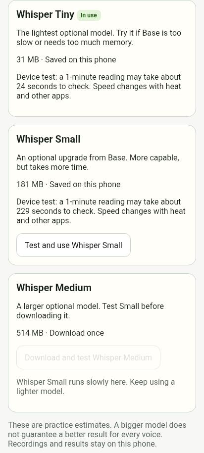 A lighter offline speech model