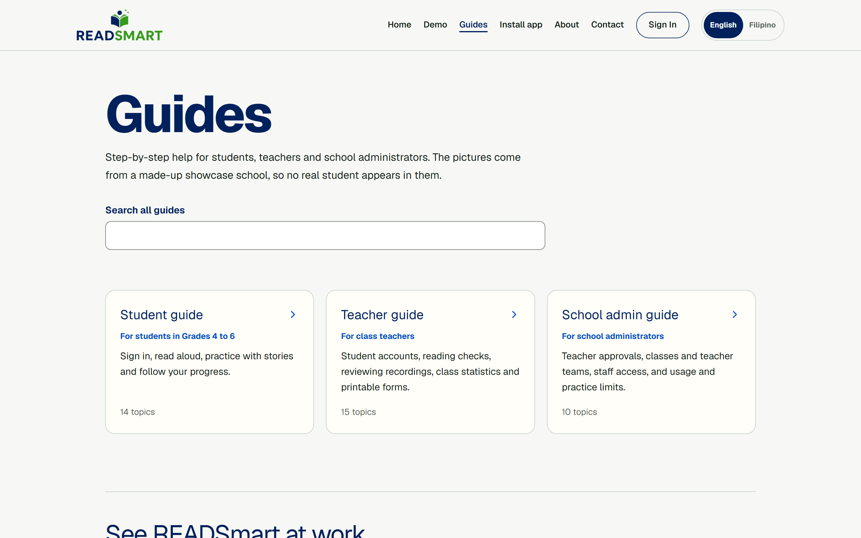 Guides on the home page