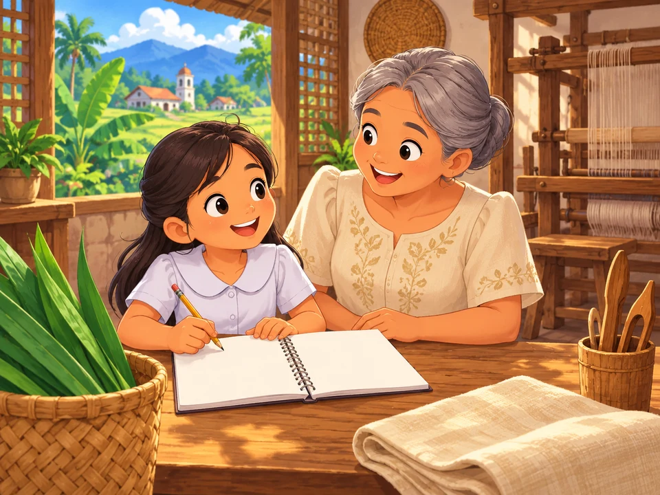 A pupil and grandmother prepare for a first craft lesson.