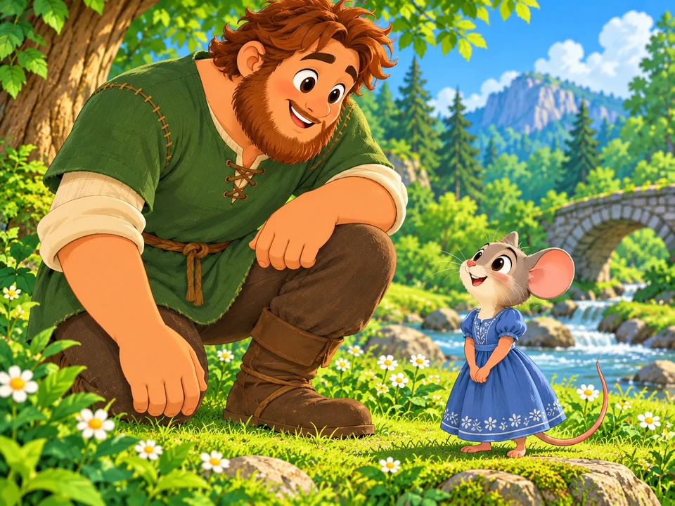 The friendly giant and Mouse meet before choosing any gift.