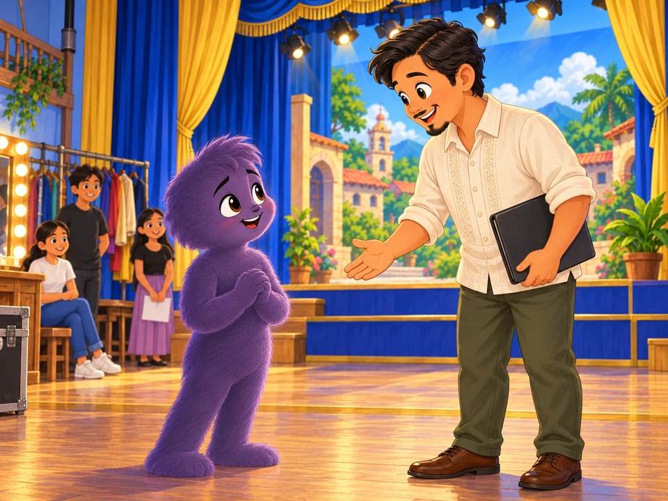 Shadow meeting the director before a rehearsal audition.