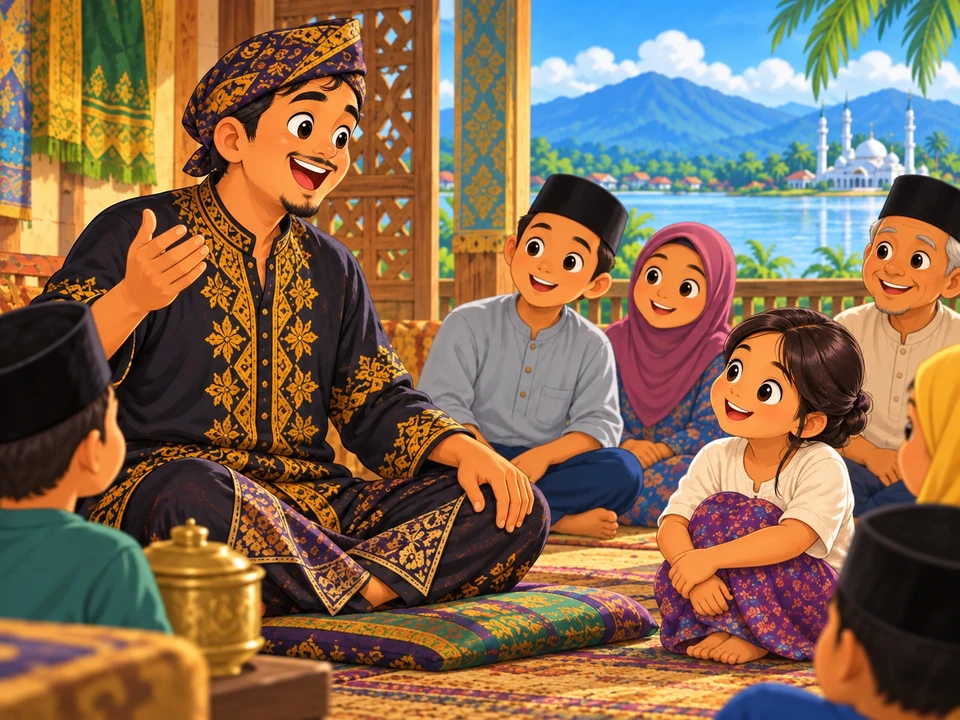 A Maranao singer begins a community storytelling performance.