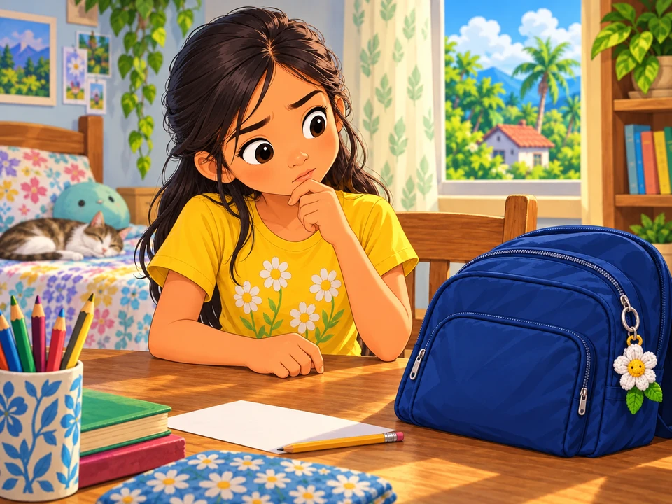 Si Lira na nag-iisip sa tabi ng saradong bag.